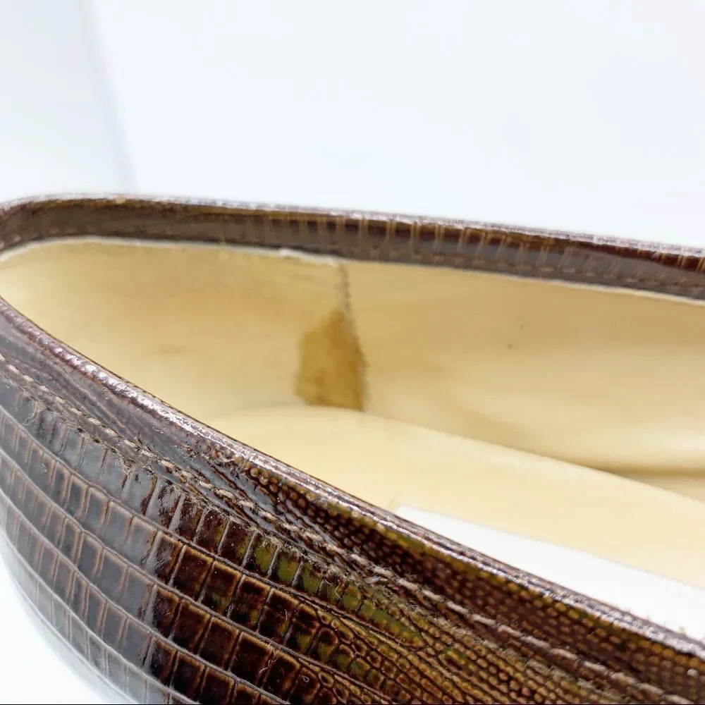 Jones New York‎ Brown Snake Embossed Leather Loafers Sz 7.5